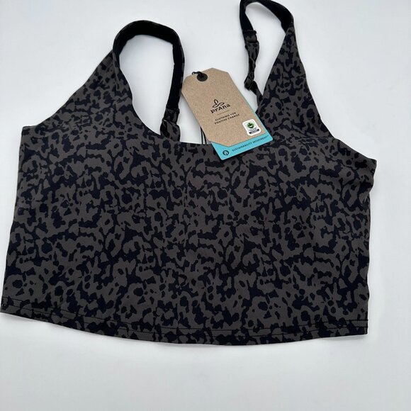 prAna Women's Chakara™ V-Neck Support Crop Tank Top, Size Small, Dark‎ Iron Wild - Picture 3 of 12